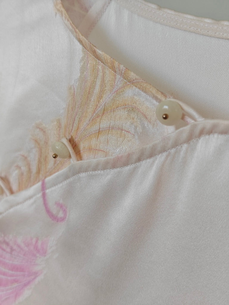 Embossed Feather Silk Top