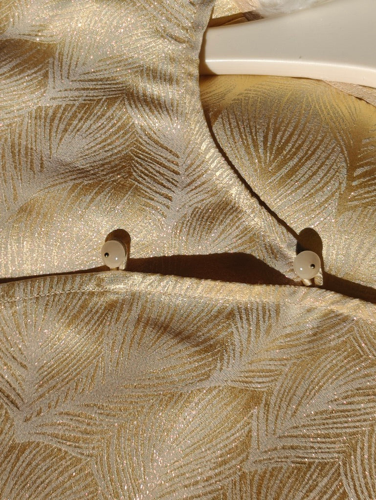 Gold-Thread Feather Silk Top
