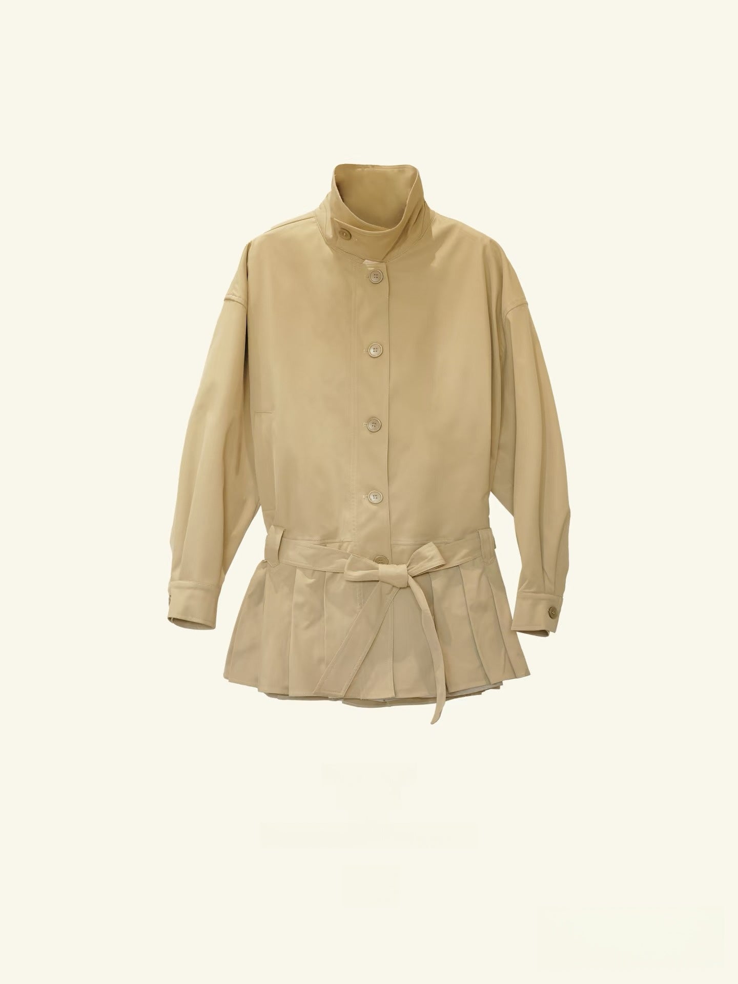 Pleated Patchwork Long Trench Coat