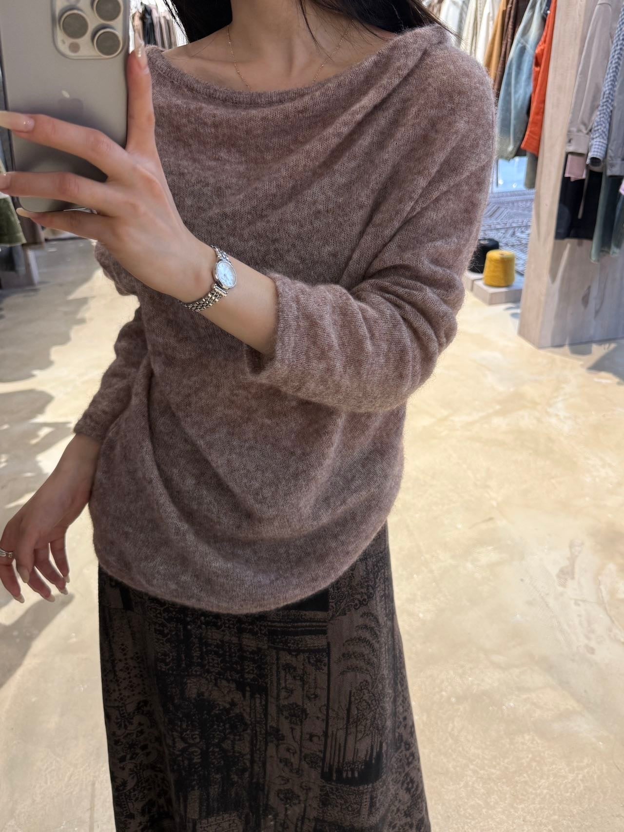Mohair Off-Shoulder Sweater
