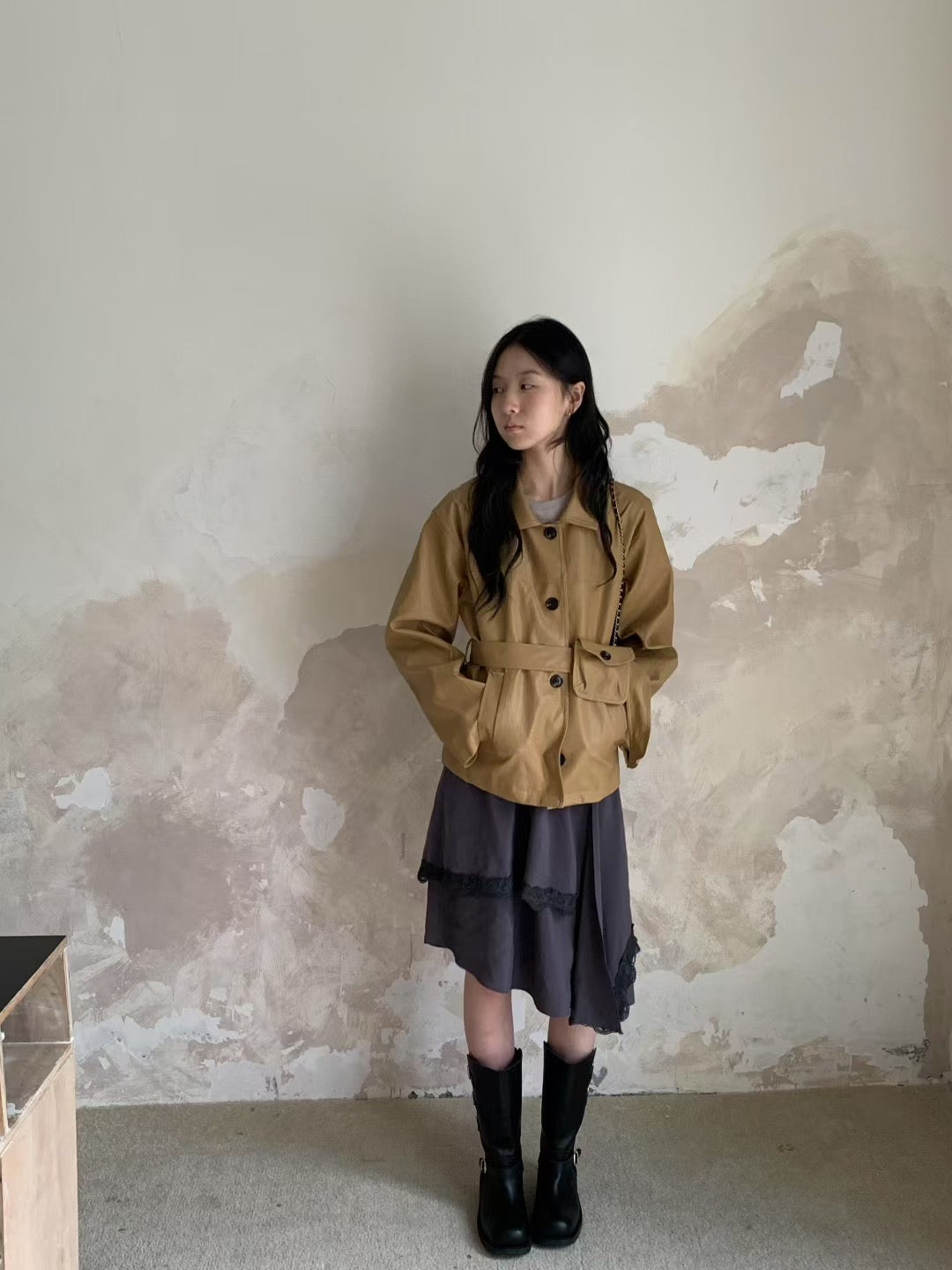 Designer Belted Utility Leather Jacket