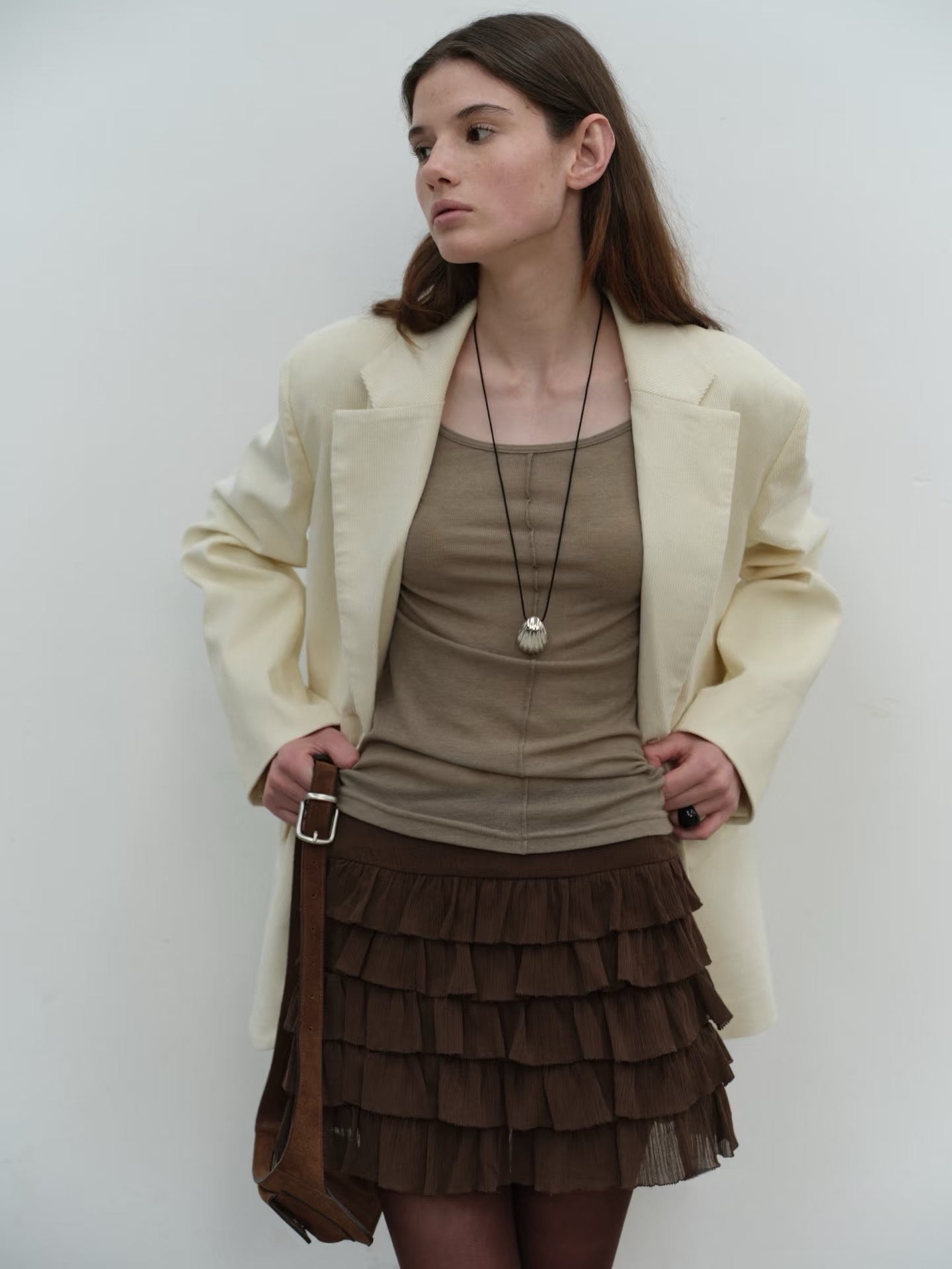Wide-Collar Long Sleeve Top