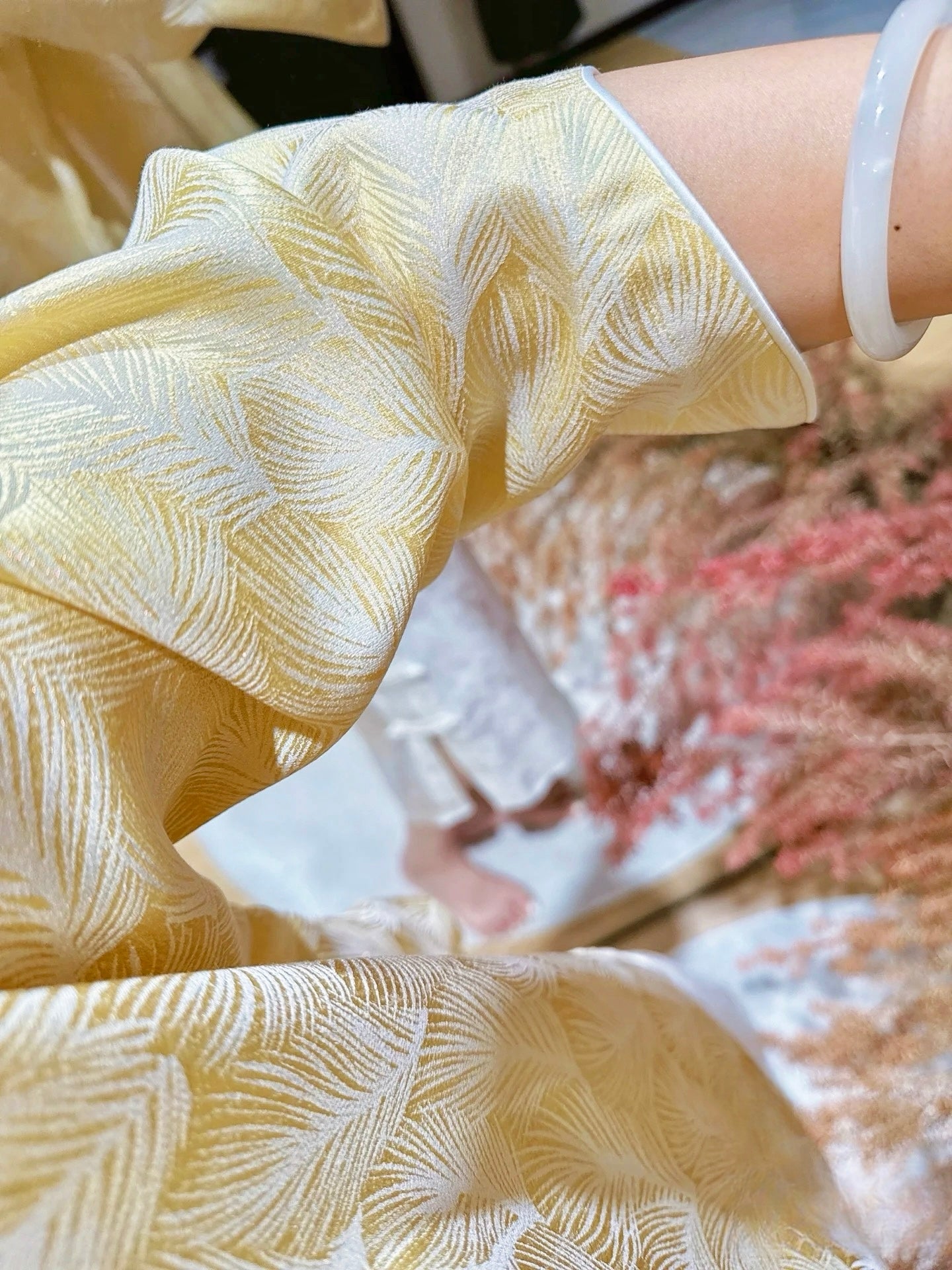 Gold-Thread Feather Silk Top