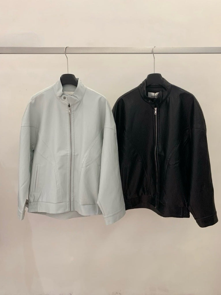 Classic Stand-Collar Leather Jacket