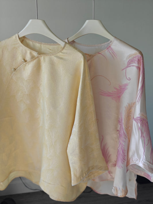 Gold-Thread Feather Silk Top