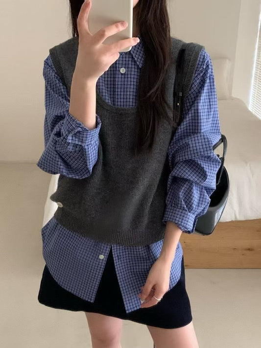 Preppy Blue Plaid Shirt