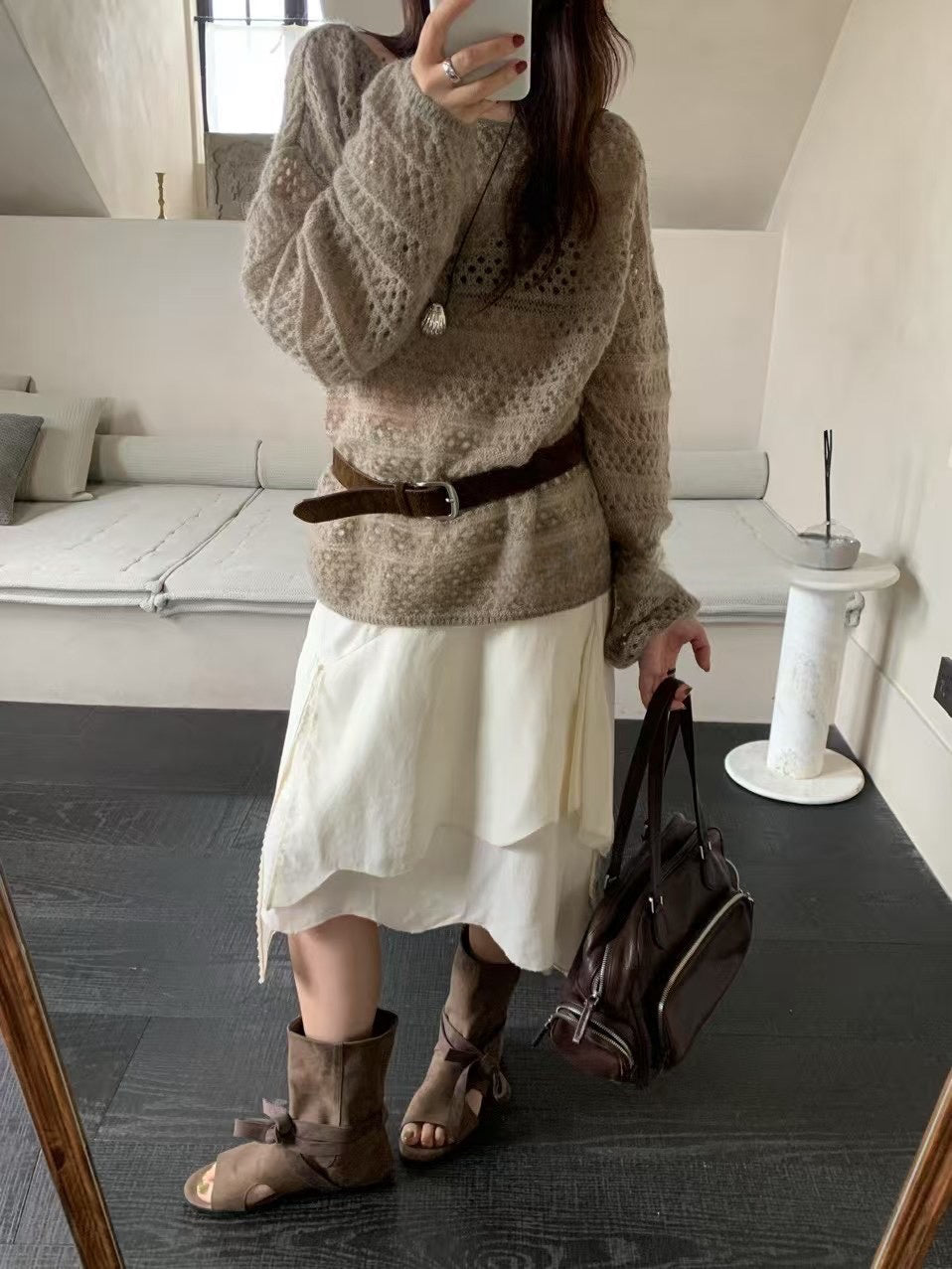 Mohair Open-Knit Sweater Overlay
