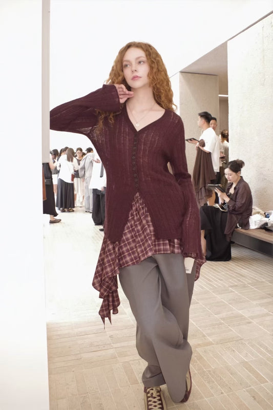 V-Neck Flared-Sleeve Cardigan