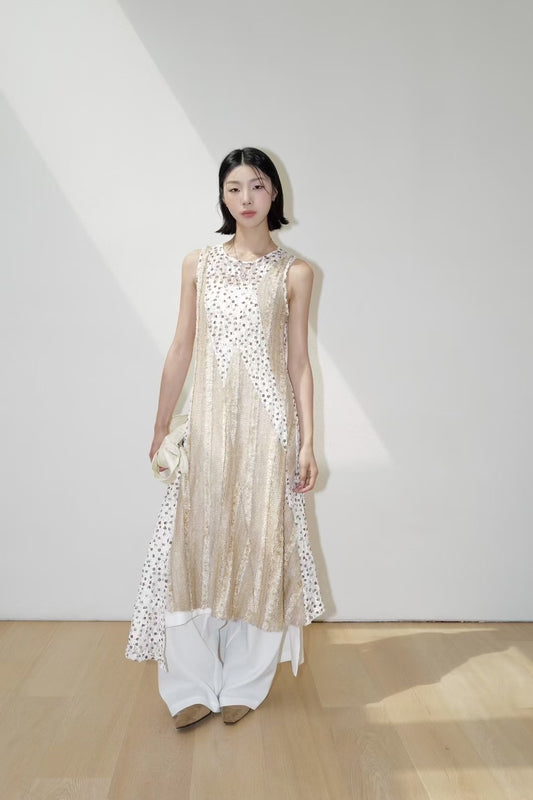 Vintage Polka Dot Lace Panel Dress