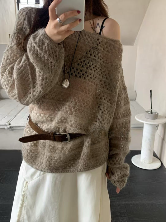 Mohair Open-Knit Sweater Overlay