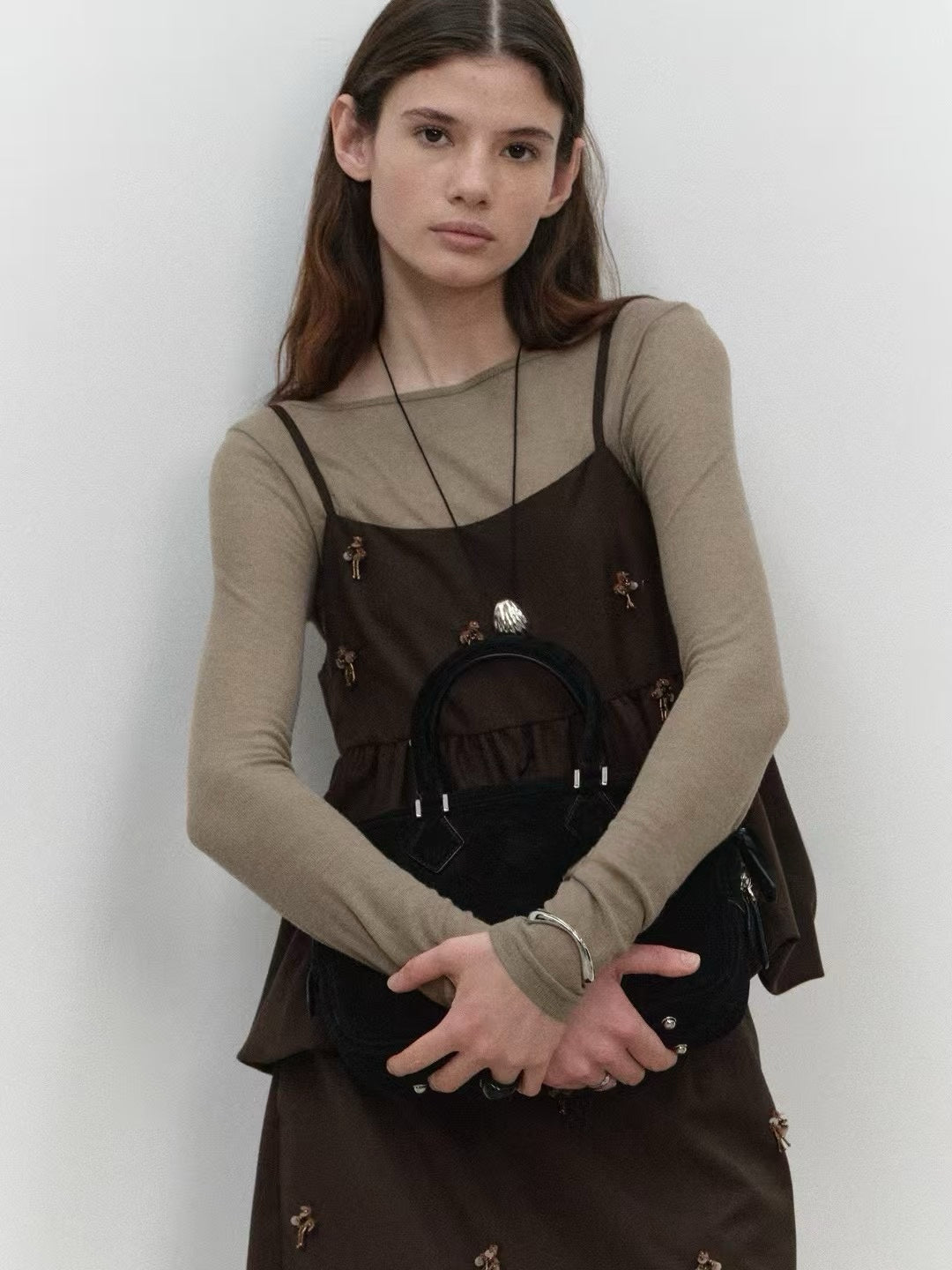Wide-Collar Long Sleeve Top