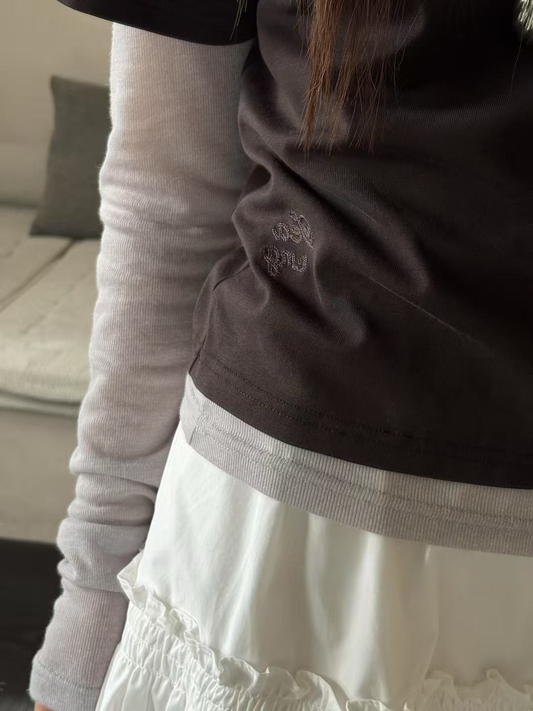 Wide-Collar Long Sleeve Top
