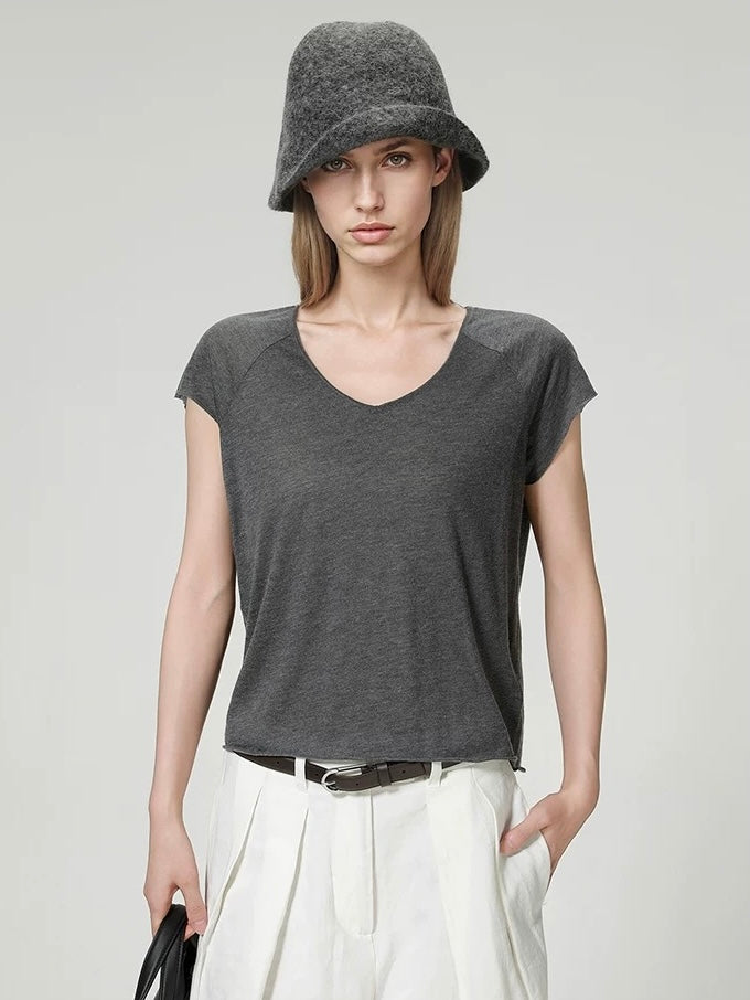 Washed Sweetheart-Neck Tee