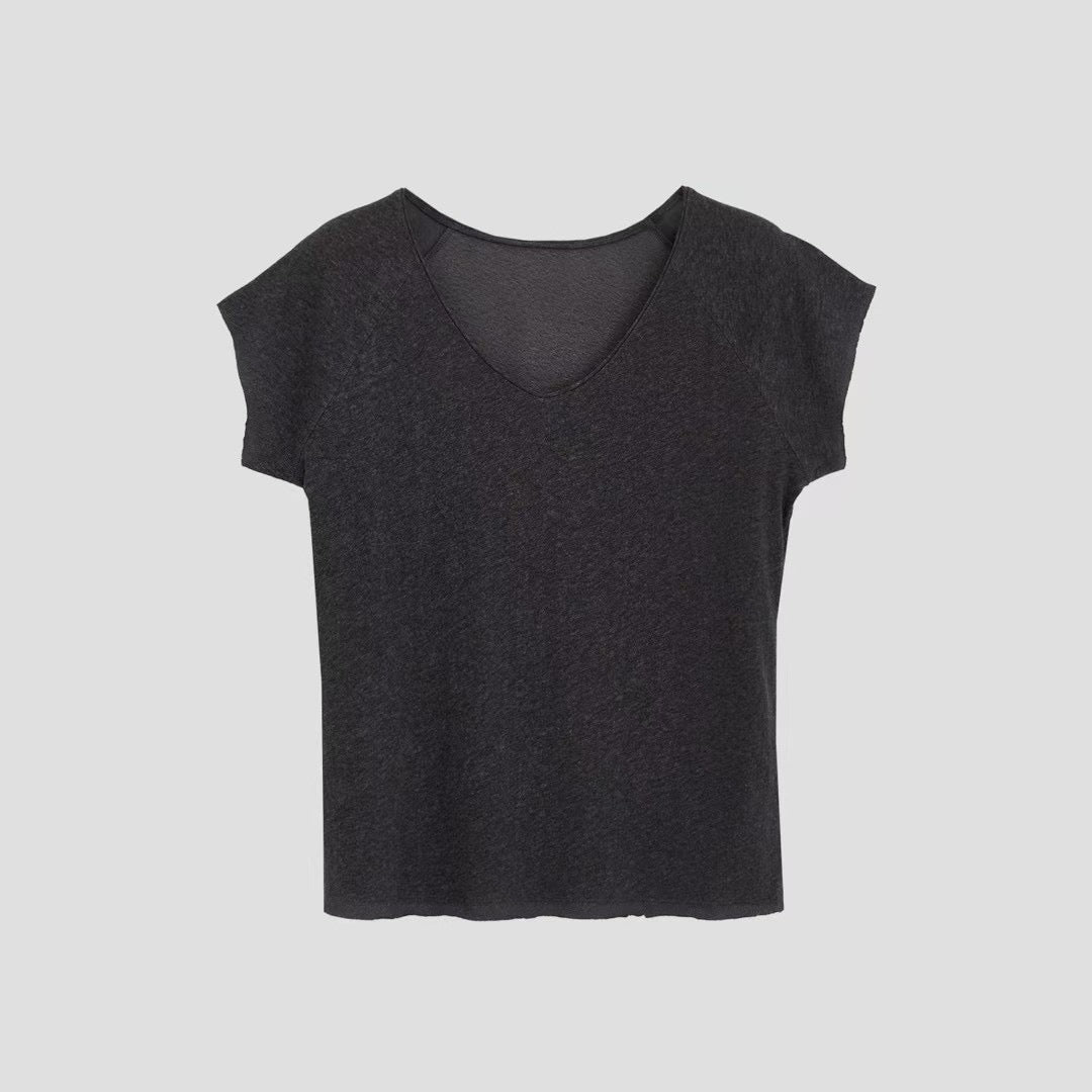 Washed Sweetheart-Neck Tee
