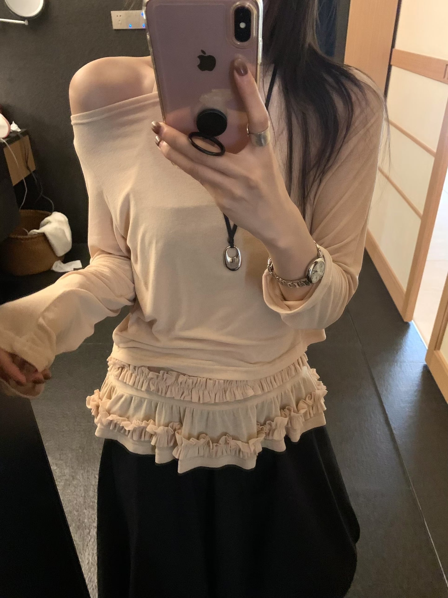 Faux-Layered Halter Lace Top