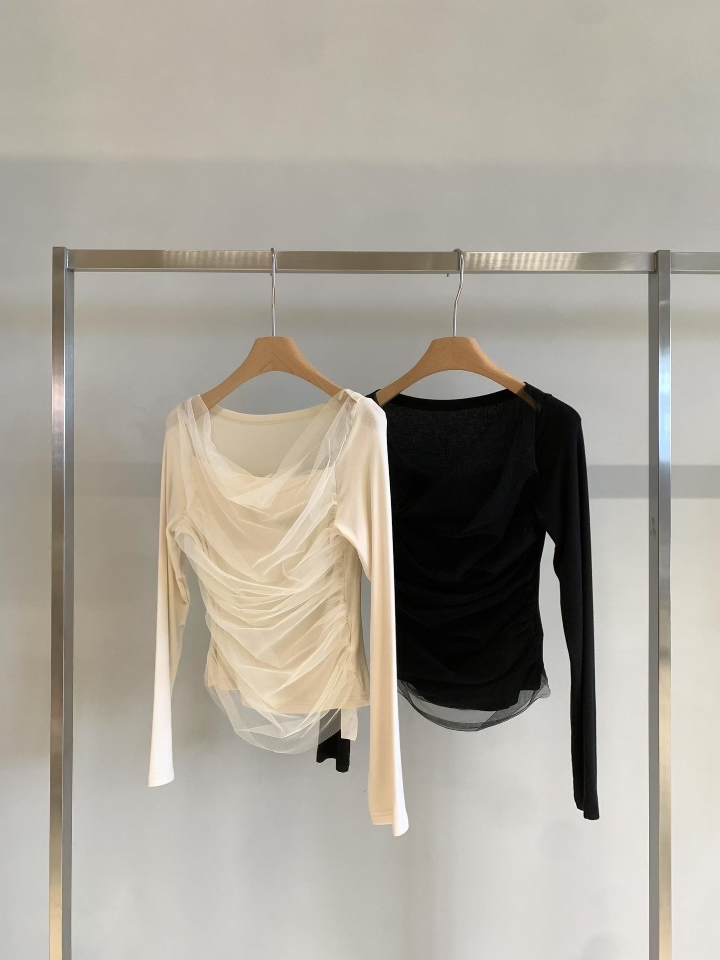 Mesh-Panel Knit Top