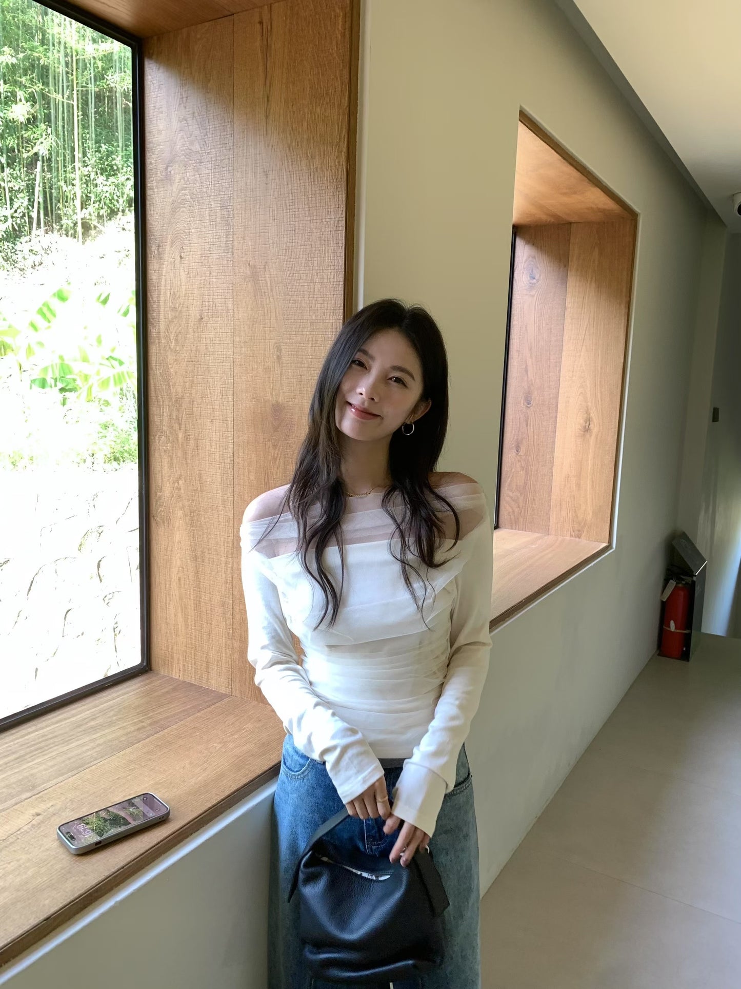 Mesh-Panel Knit Top