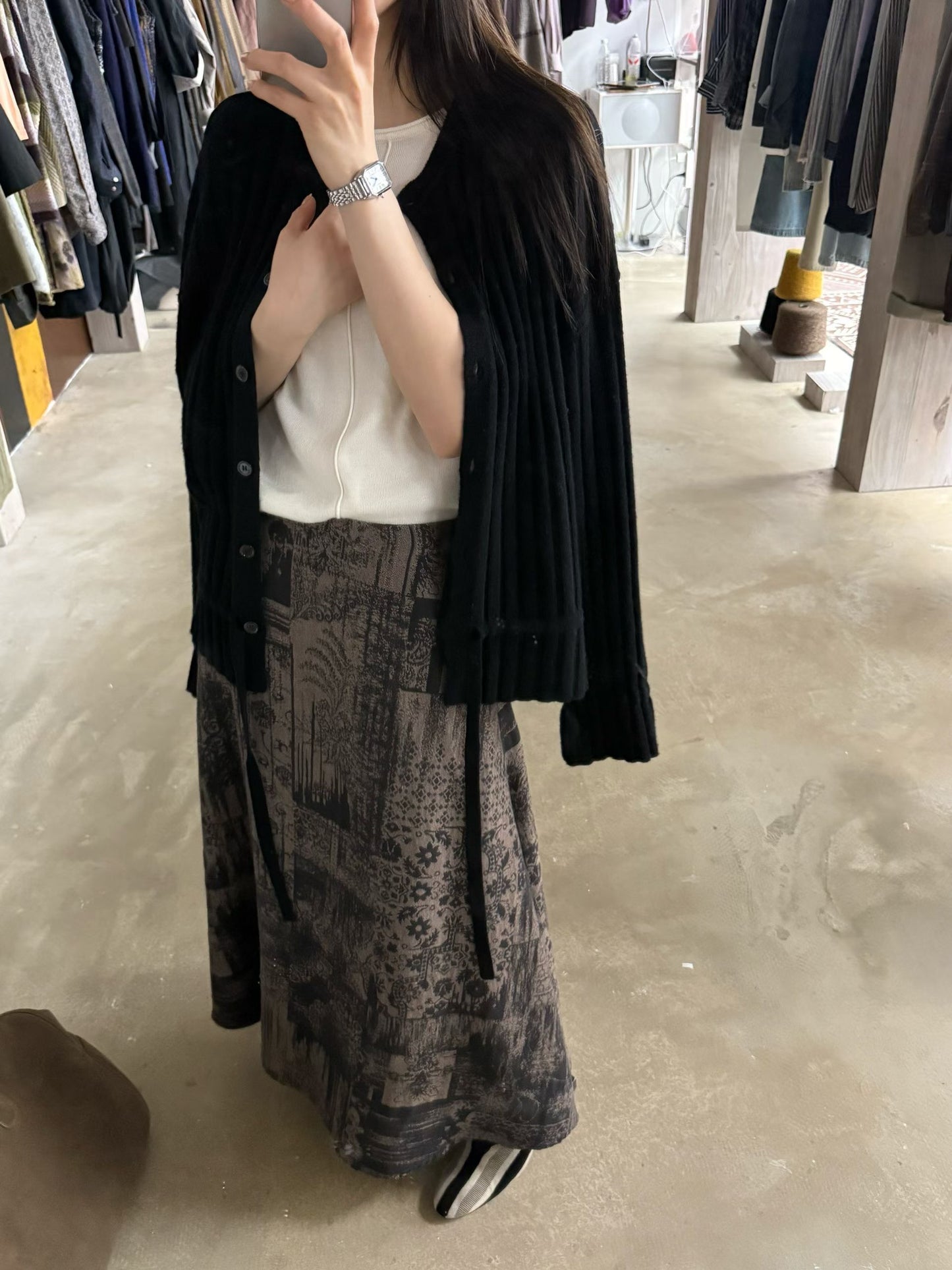 Dunhuang Mural Print Skirt